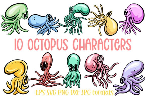 10 Cute Octopus Sticker SVG PNG Cartoon: A Designer's Resource