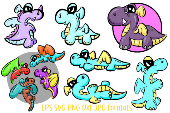 12 Cute Dinosaur Dragon Illustrations for Creative Projects