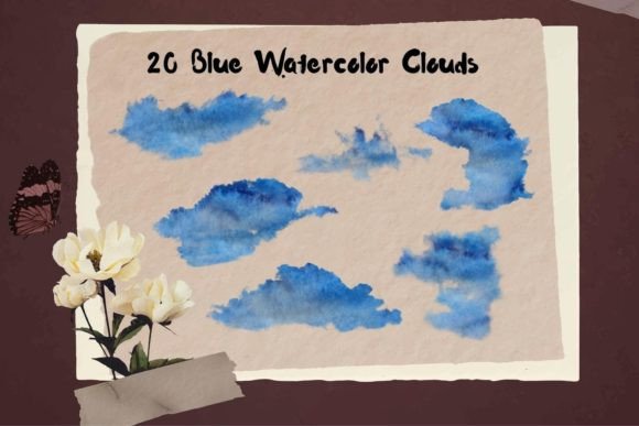 Blue Watercolor Cloud Collection: Dreamy Illustrations for Modern Design