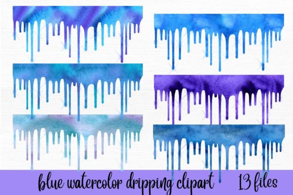 Blue Watercolor Dripping Clipart: A Versatile Design Asset