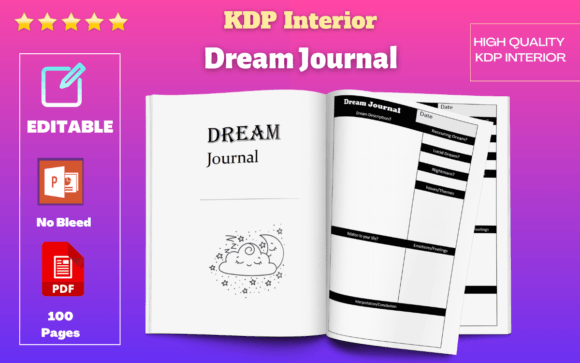 Editable Dream Journal: Streamline Your KDP Interior Design Workflow