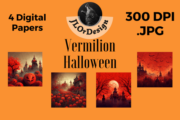 Elevate Spooky Designs with Vermilion Halloween Digital Papers