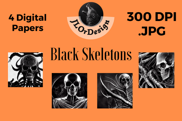 Elevate Spooky Season Designs with Skeleton Digital Paper