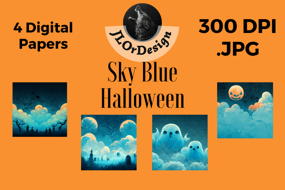 Elevate Your Seasonal Designs with Sky Blue Halloween Papers