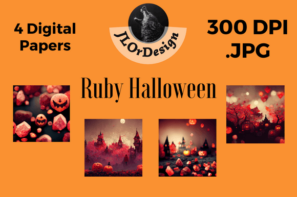 Elevate Your Seasonal Projects with 4 Ruby Halloween Digital Papers