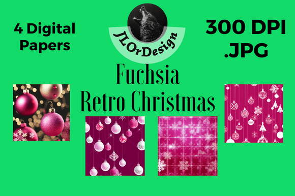 Fuchsia Retro Christmas Digital Papers: Vibrant Design Assets