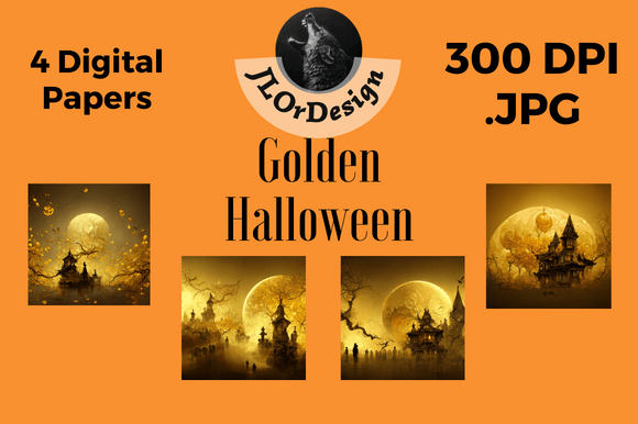 Golden Halloween Digital Papers: Elevate Your Design