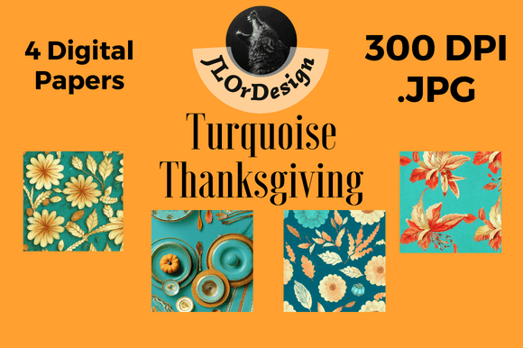 Turquoise Retro Thanksgiving Backgrounds: Design Assets