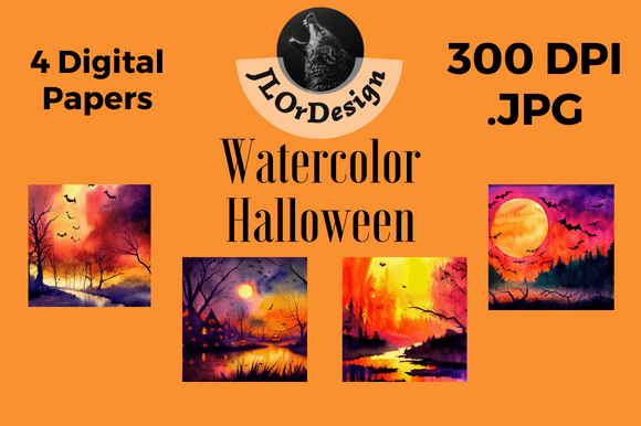 Watercolor Halloween Digital Papers: Instant Design Impact