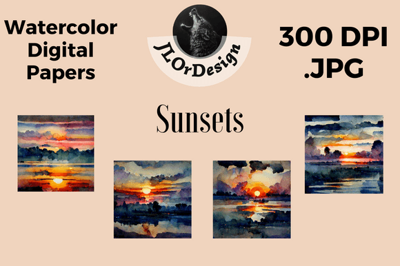 Watercolor Sunset View Digital Papers: A Designer's Essential Asset